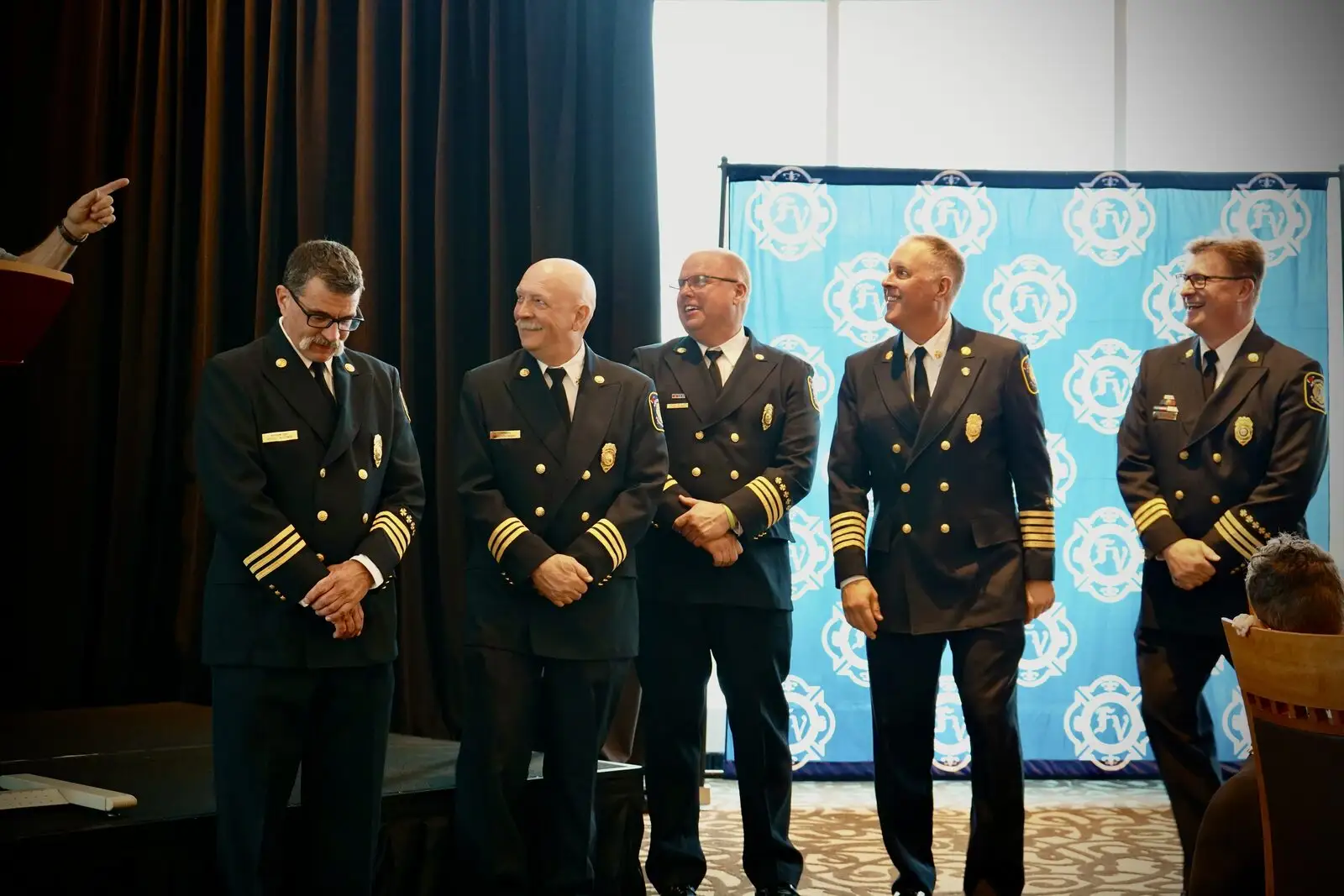 Command staff in dress uniform at a District awards ceremony