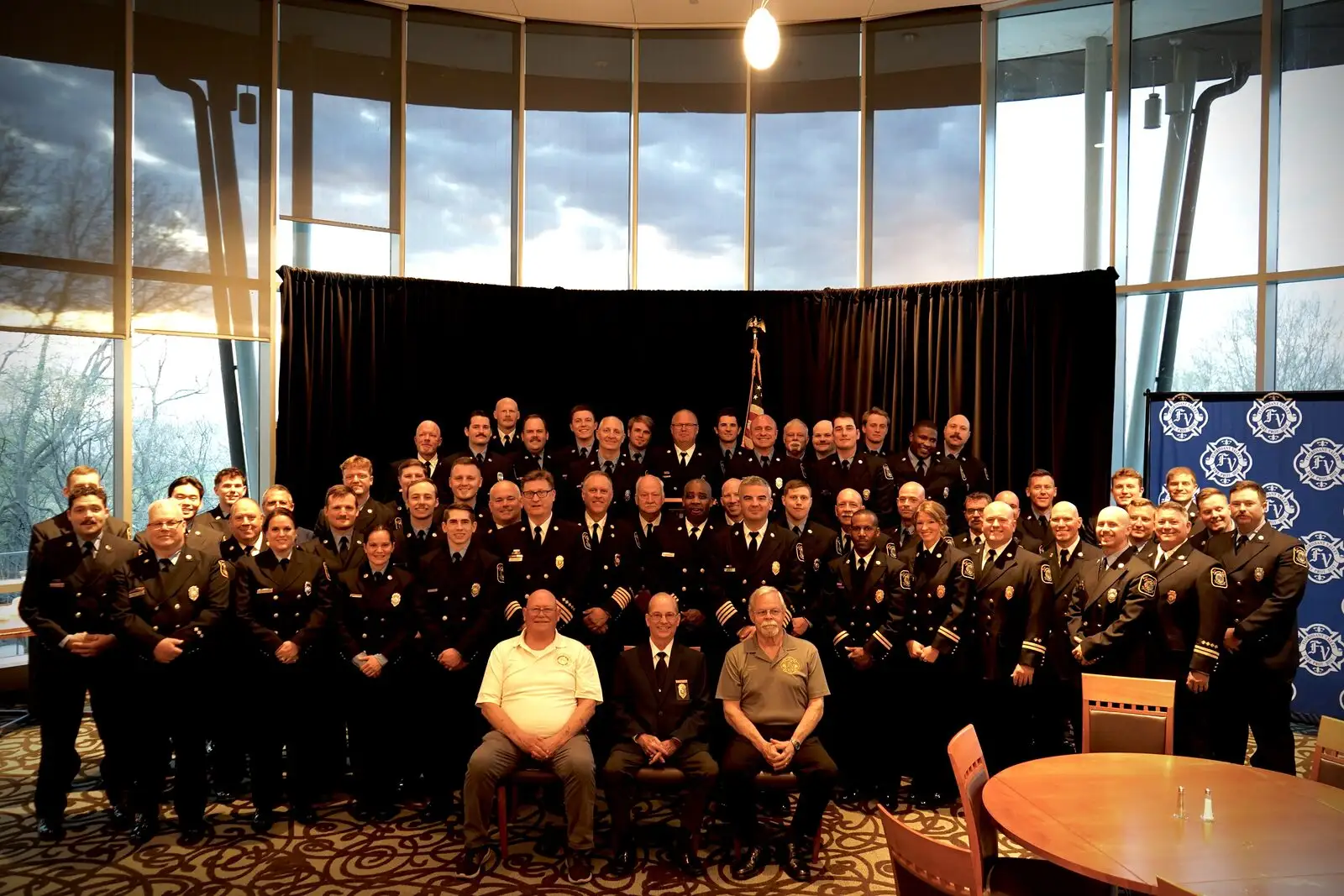 The full Florissant Valley Fire Protection District gathered together for a department photo