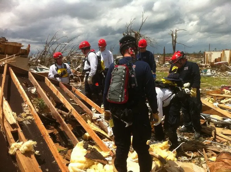 USAR task force members during a technical rescue operation